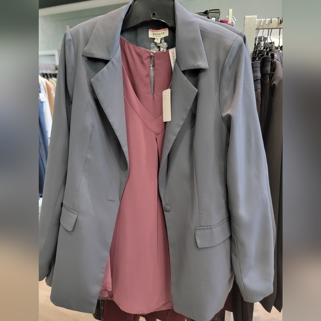 Blue/Grey Solid Blazer
